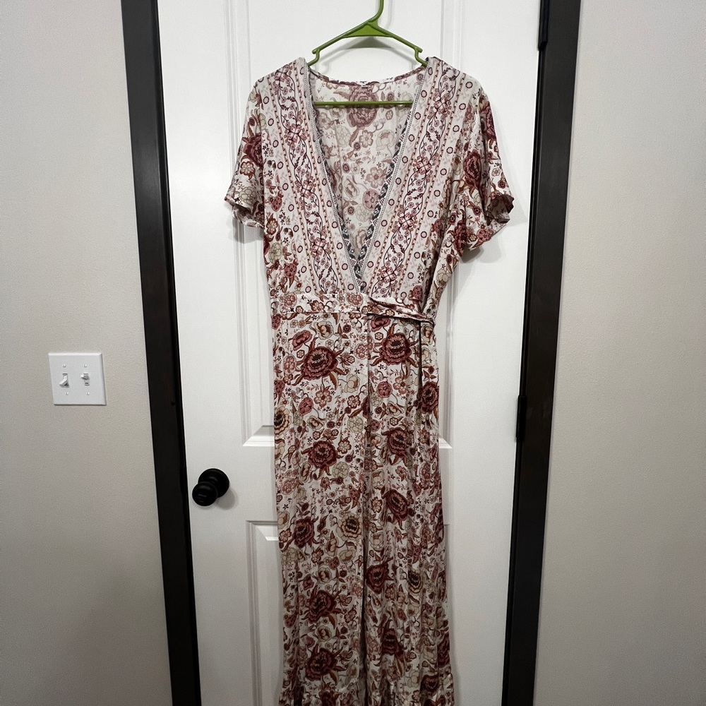 Floral V-Neck Maxi Wrap Dress
